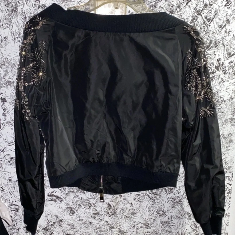 - Stylish trendy jacket covered with stones handmade with crystal size S NWOT